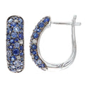1.72 Ct Round Natural Blue Sapphire and Diamond Huggies Hoop Earrings in 9ct White Gold