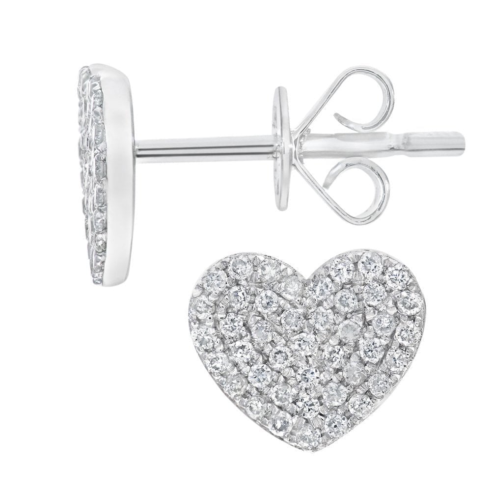 18ct White Gold 0.25ct Natural Diamond Heart Stud Earrings