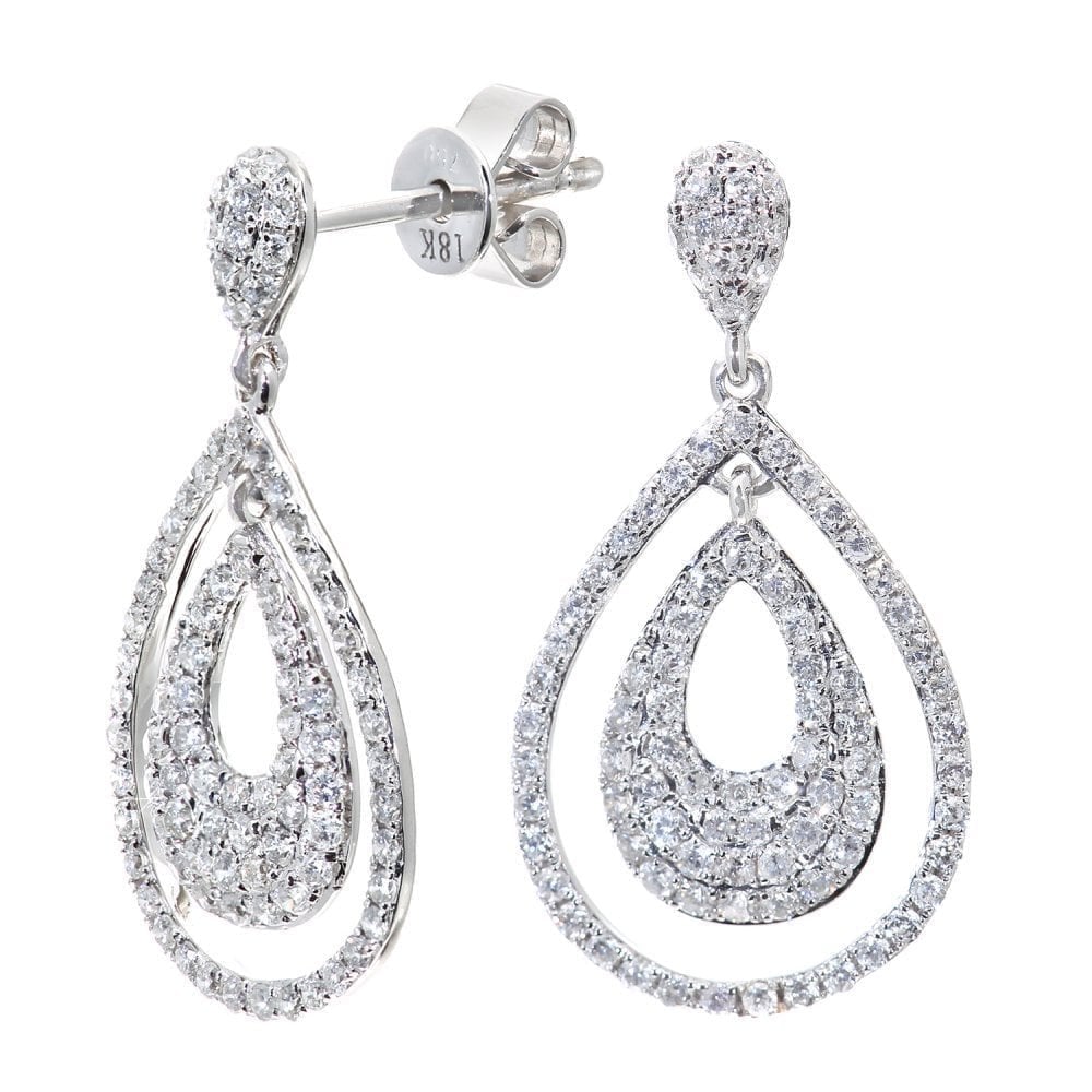 18ct White Gold 0.55 Carat Natural Diamond Teardrop Earrings