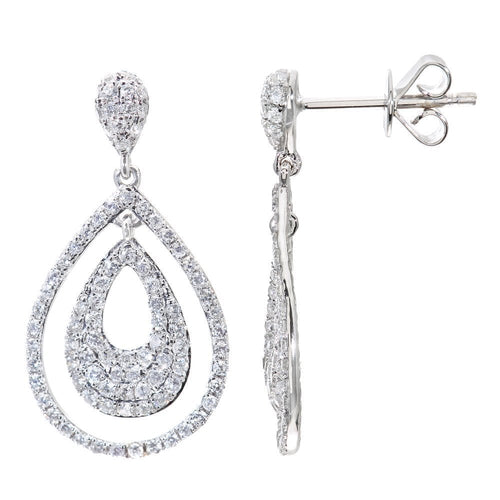 18ct White Gold 0.55 Carat Natural Diamond Teardrop Earrings