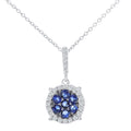 Blue Sapphire Cluster Necklace 9ct White Gold | Prime Jewellery