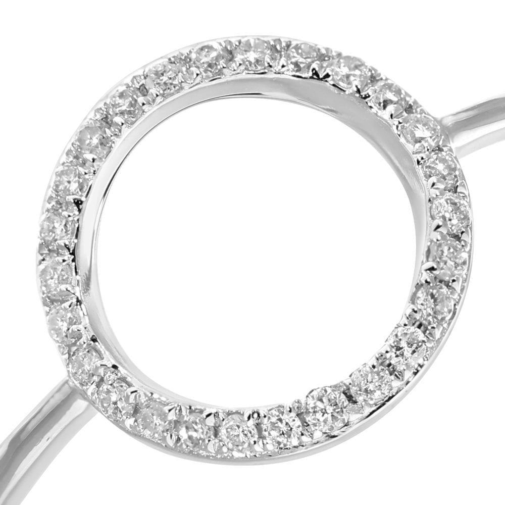 14ct White Gold Natural Diamond Open Circle Ring, I1 H-I