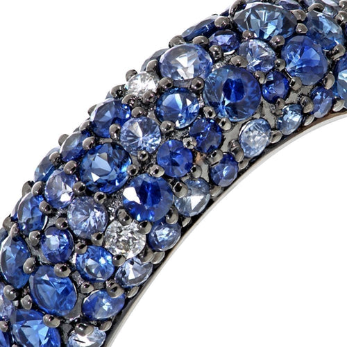 1.9 Ct Round Natural Blue Sapphire and Diamond Cocktail Eternity Ring in 9ct White Gold