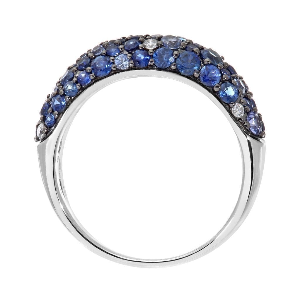 1.9 Ct Round Natural Blue Sapphire and Diamond Cocktail Eternity Ring in 9ct White Gold