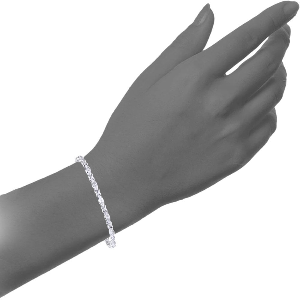 9ct White Gold 0.15 Carat Natural Diamond Criss-Cross Bracelet