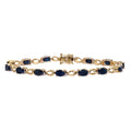 Oval Natural Black Sapphire and Diamond Bracelet in 9ct Yellow Gold