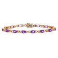 9ct Yellow Gold Oval Amethyst and 0.13ct Diamond Bracelet