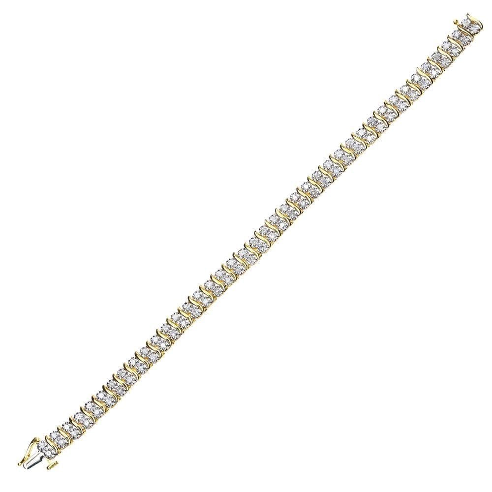 9ct Gold 2 Carat Natural Diamond Flames Tennis Bracelet
