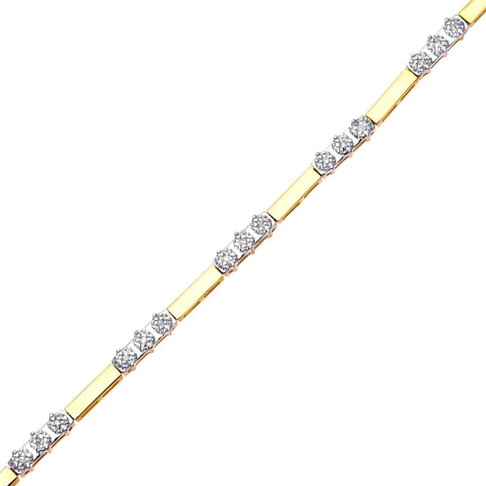 9ct Gold 0.10 Carat Natural Diamond Trilogy Bar Bracelet