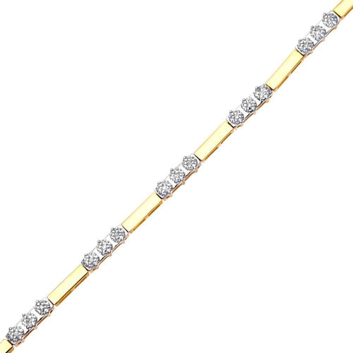 9ct Gold 0.10 Carat Natural Diamond Trilogy Bar Bracelet