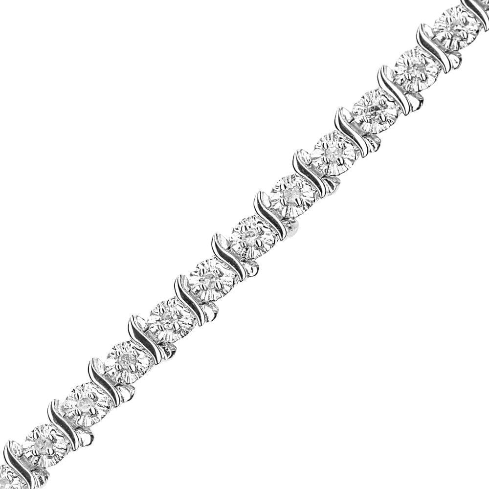 9ct White Gold 0.25ct Natural Diamond Tennis Bracelet