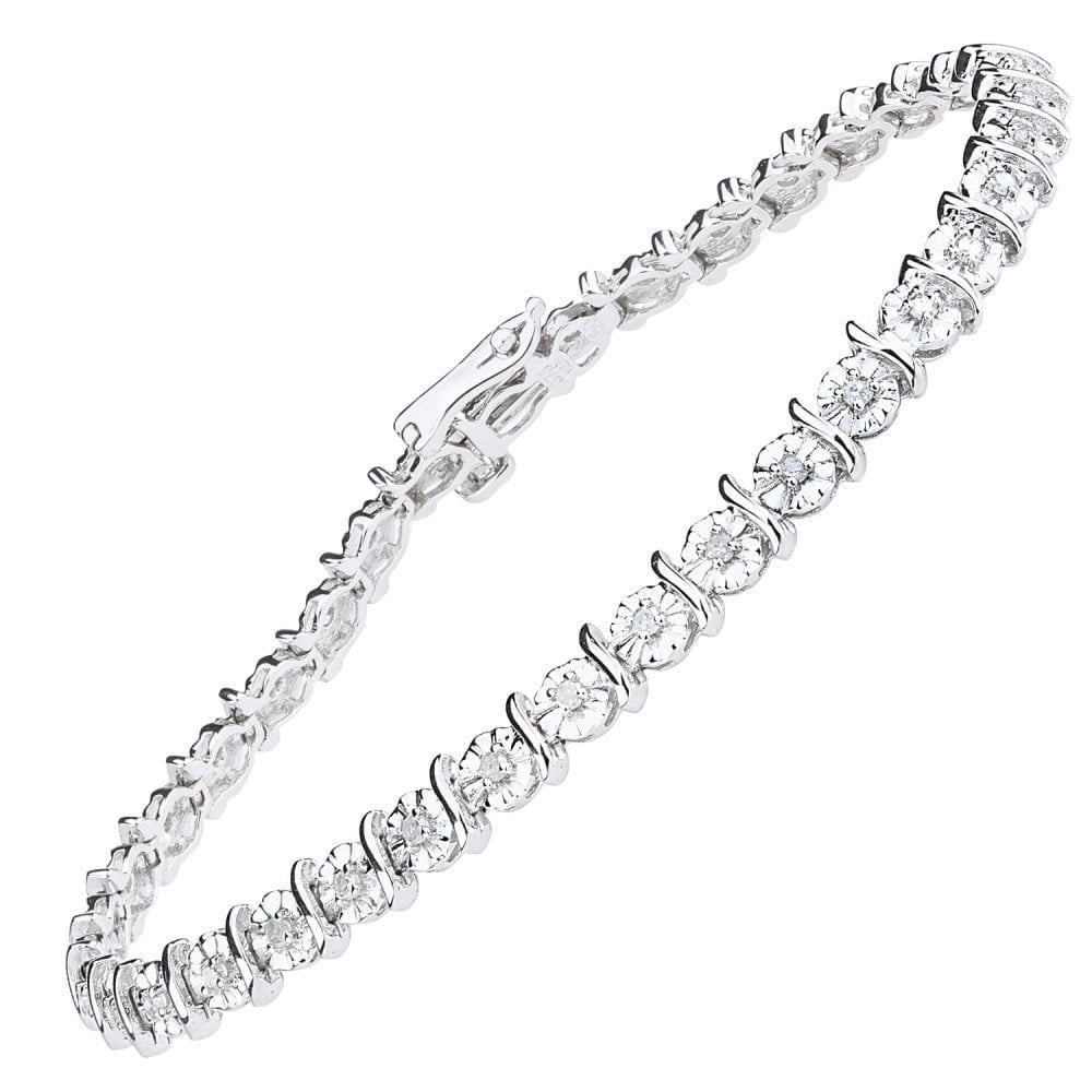 9ct White Gold 0.50 Carat Natural Diamond Tennis Bracelet I2-I3 H-I Size 7.25 Inch