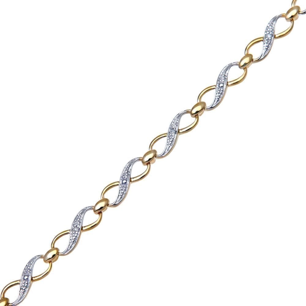 9ct Gold Diamond Infinity Link Bracelet