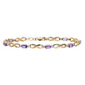 9ct Yellow Gold Oval Amethyst and Diamond Bracelet