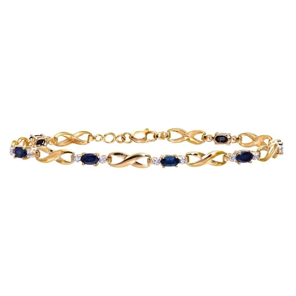 9ct Yellow Gold 2.35ct Natural Black Sapphire and Diamond Bracelet