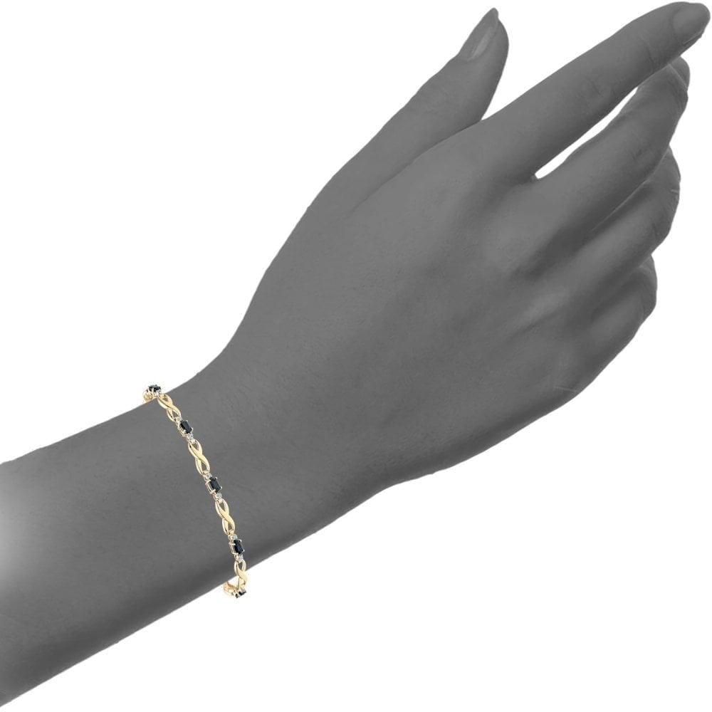 9ct Yellow Gold 2.35ct Natural Black Sapphire and Diamond Bracelet
