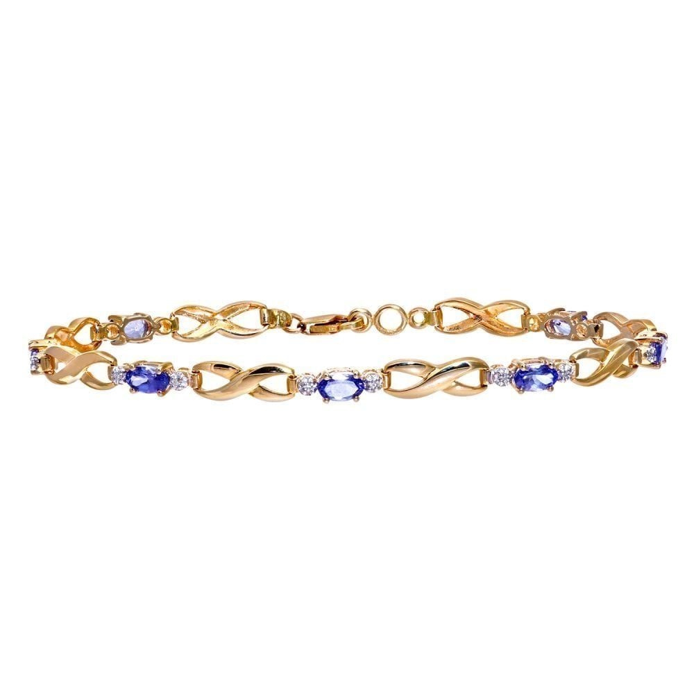 9ct Yellow Gold Oval Tanzanite and Diamond Bracelet