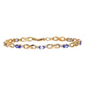 9ct Yellow Gold Oval Tanzanite and Diamond Bracelet