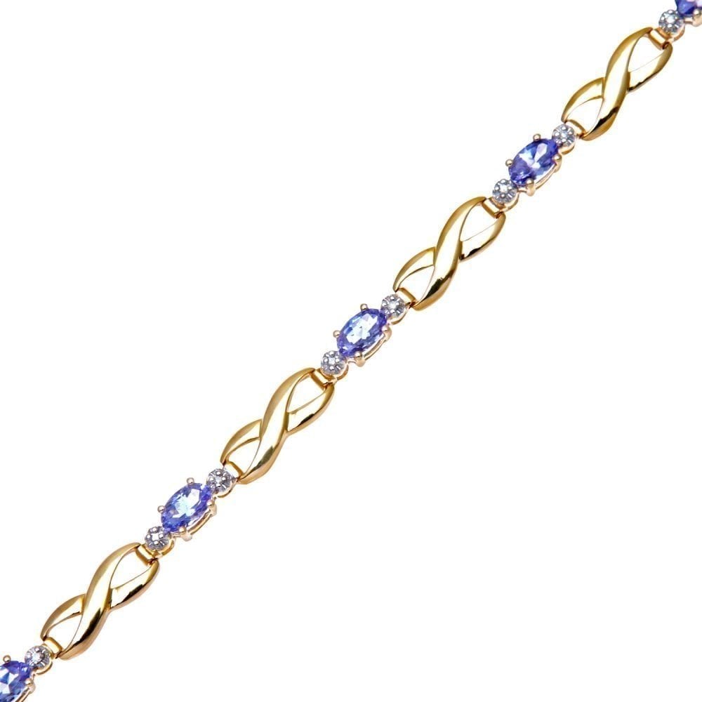 9ct Yellow Gold Oval Tanzanite and Diamond Bracelet