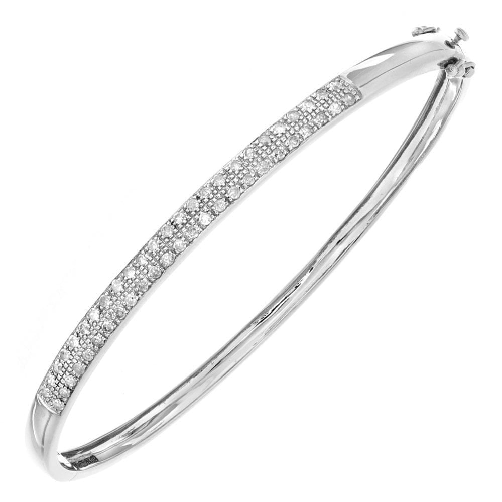 9ct White Gold 0.50 Carat Natural Diamond Hinged Bangle