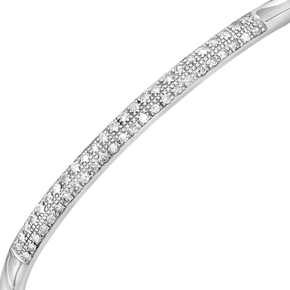 9ct White Gold 0.50 Carat Natural Diamond Hinged Bangle