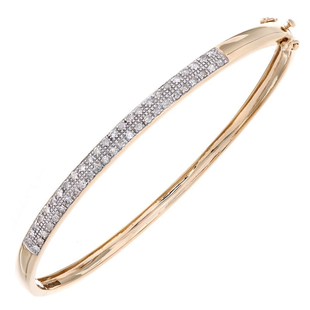 9ct Gold 0.50 Carat Natural Diamond Hinged Bangle I2-I3 H-I