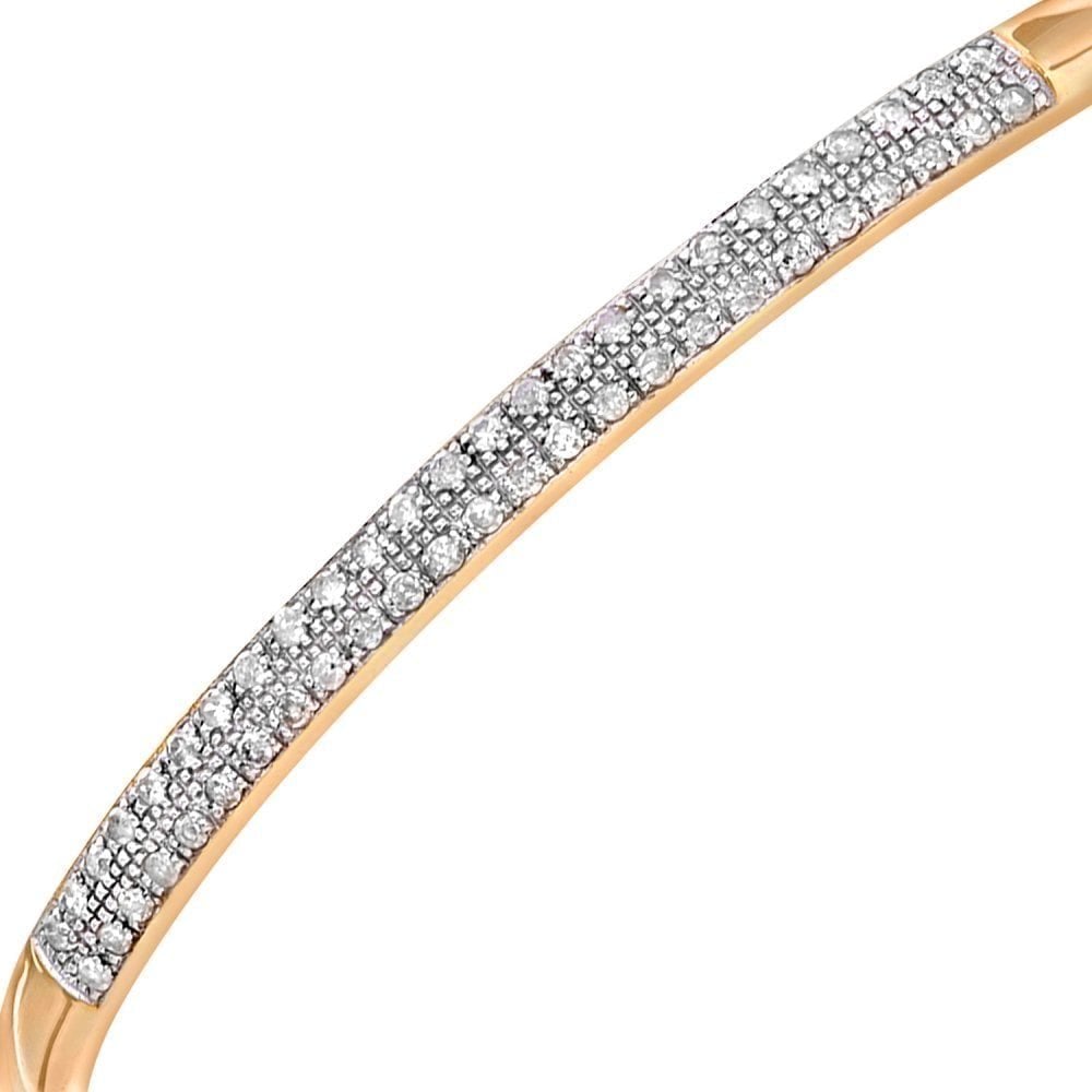 9ct Gold 0.50 Carat Natural Diamond Hinged Bangle I2-I3 H-I