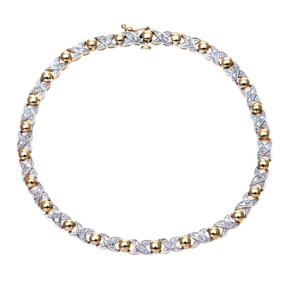 9ct Gold 0.25 Carat Natural Diamond Crossover Tennis Bracelet