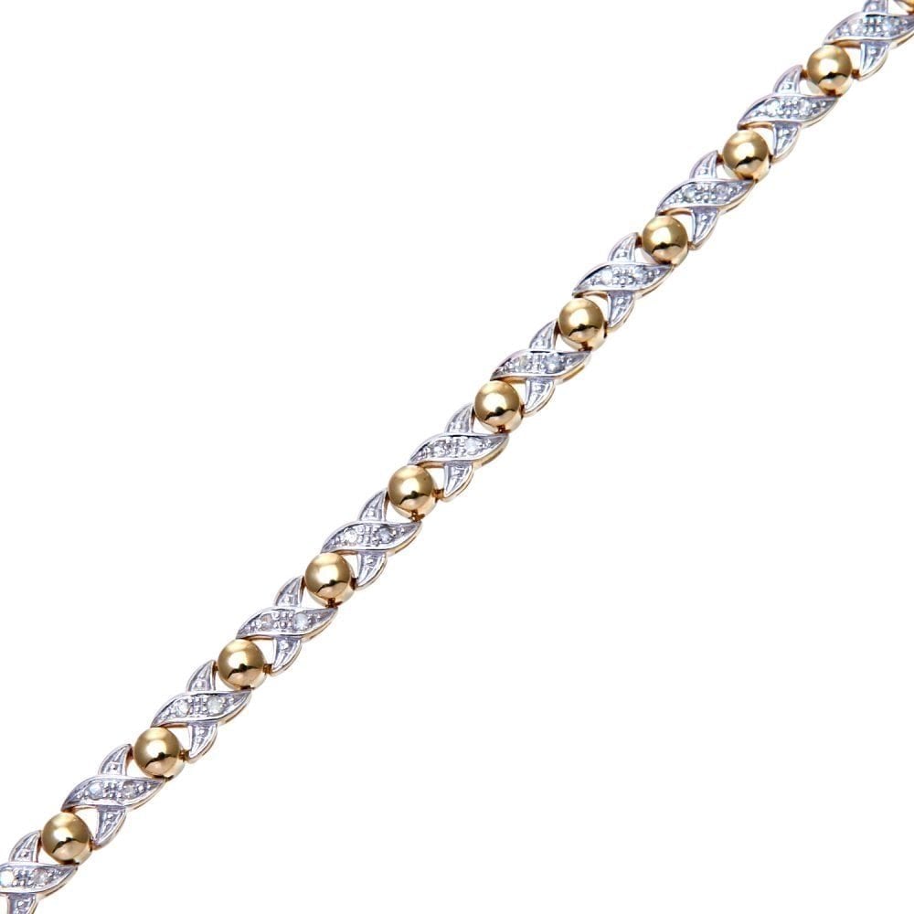 9ct Gold 0.25 Carat Natural Diamond Crossover Tennis Bracelet