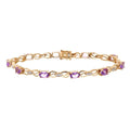 9ct Yellow Gold Oval Amethyst and 0.05ct Diamond Bracelet
