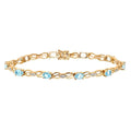9ct Yellow Gold Sky Blue Topaz and Natural Diamond Bracelet