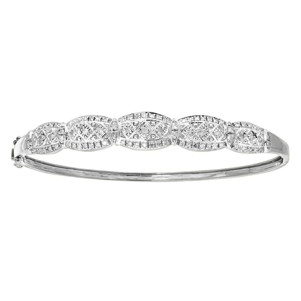 9ct White Gold Art Deco 0.50ct Natural Diamond Bangle