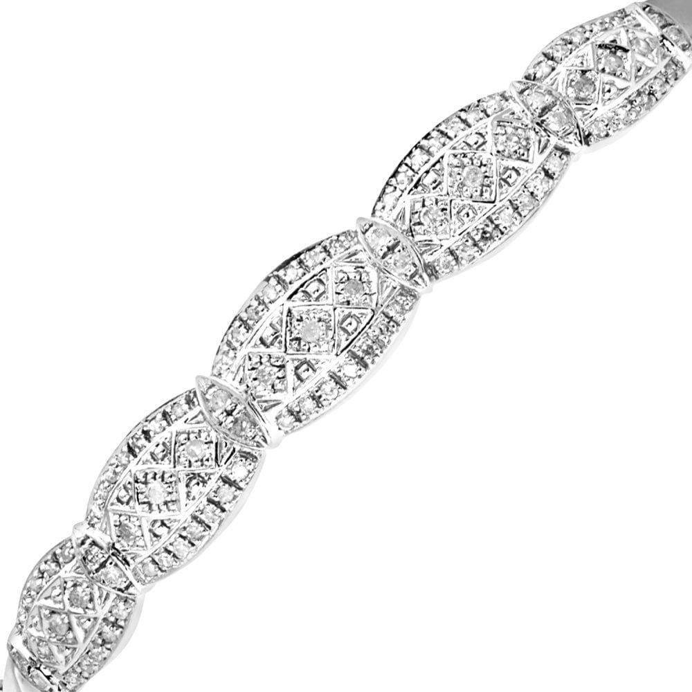 9ct White Gold Art Deco 0.50ct Natural Diamond Bangle