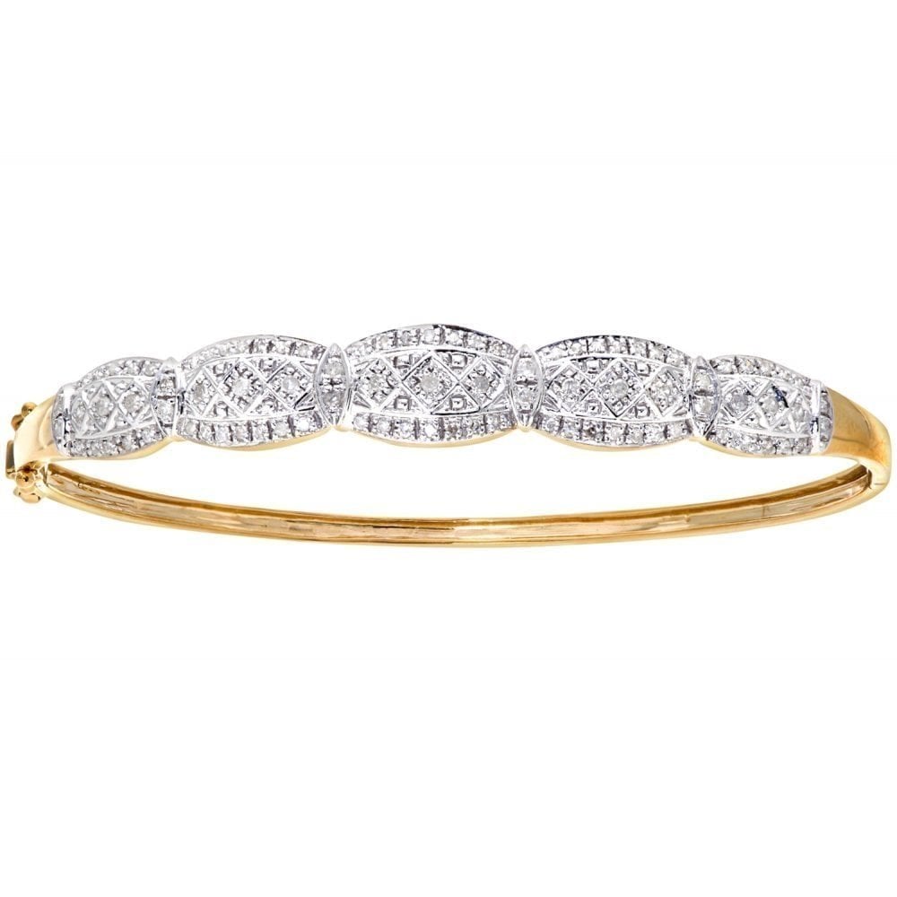 Diamond Bangle 9ct Gold | Prime Jewellery