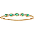 9ct Yellow Gold Oval Emerald and 0.05ct Diamond Bangle