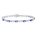 9ct White Gold Oval Tanzanite and 0.05ct Diamond Bracelet