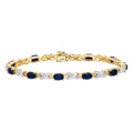 Oval Natural Black Sapphire and Diamond Cris Cross Bracelet in 9ct Yellow Gold