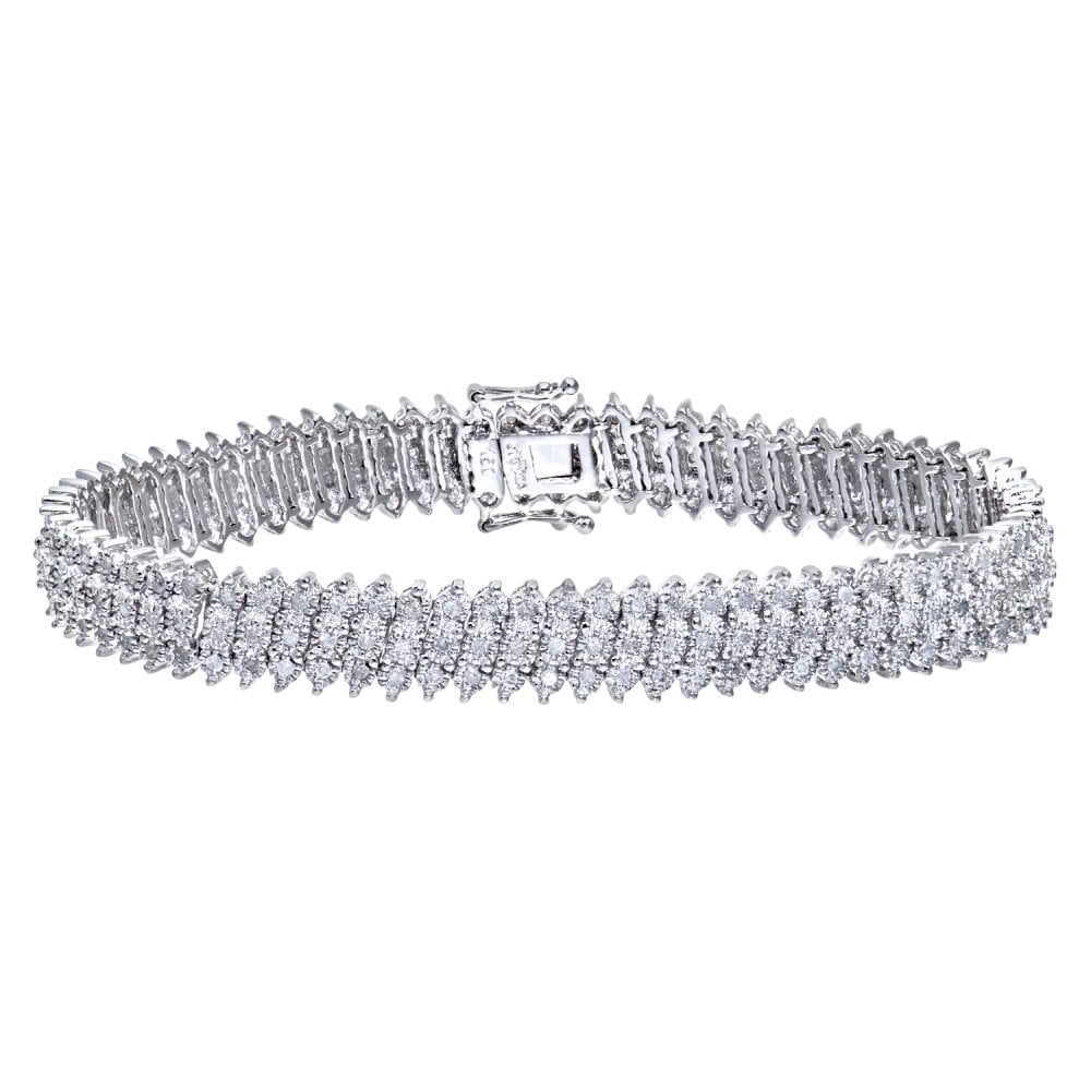 9ct Gold 1.5ct Natural Diamond 3 Row Carpet Bracelet