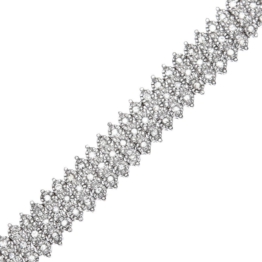 9ct Gold 1.5ct Natural Diamond 3 Row Carpet Bracelet