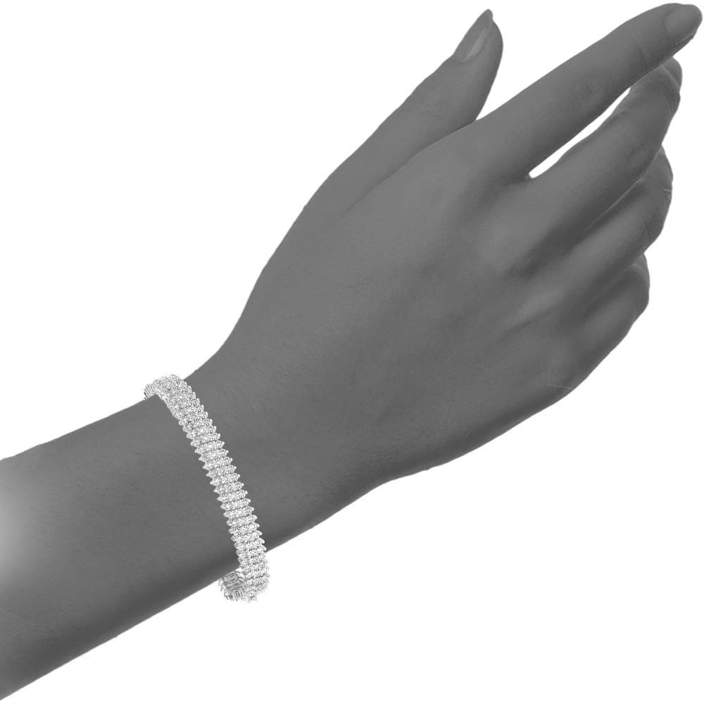 9ct Gold 1.5ct Natural Diamond 3 Row Carpet Bracelet