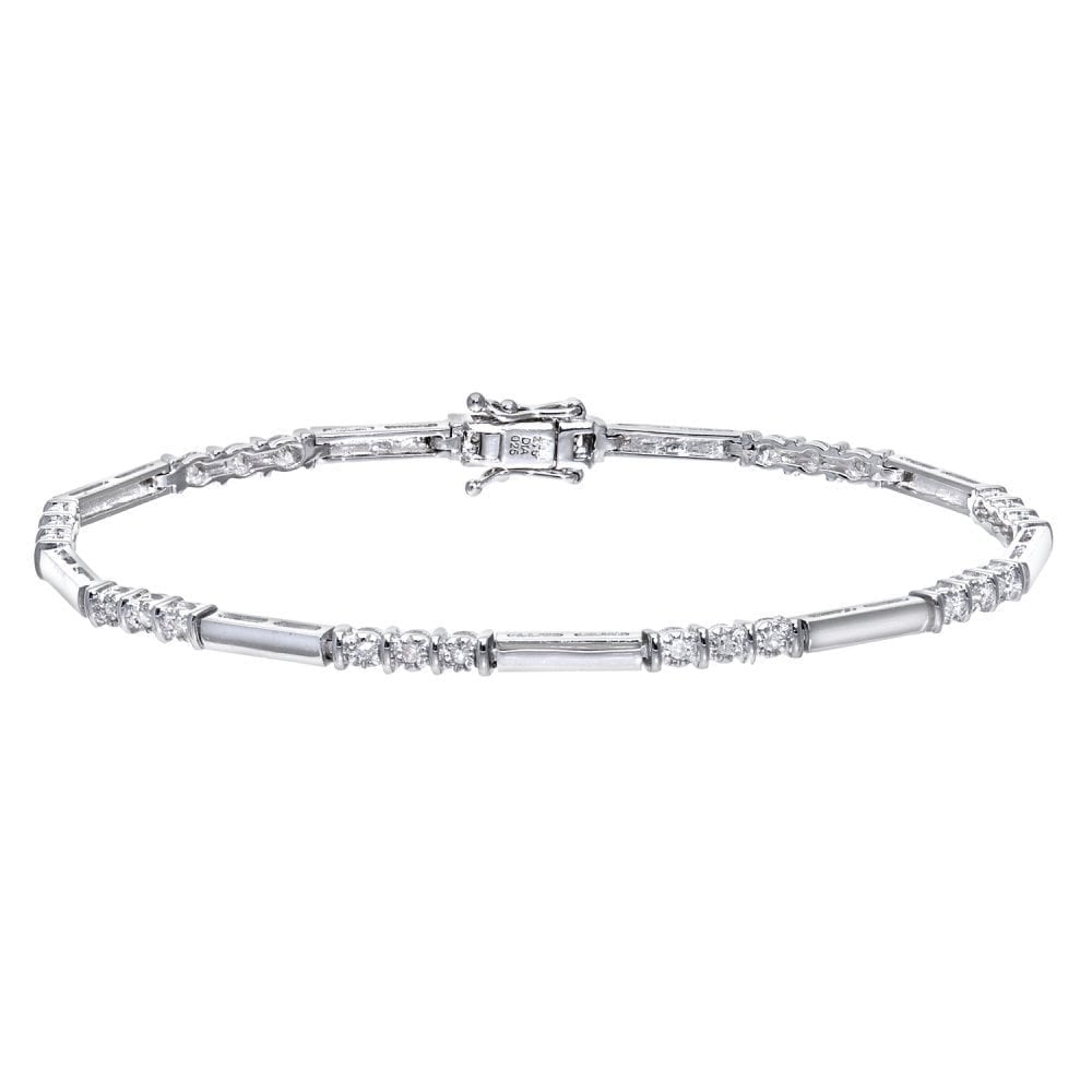 9ct Gold 0.25ct Natural Diamond Trilogy and Bar Bracelet