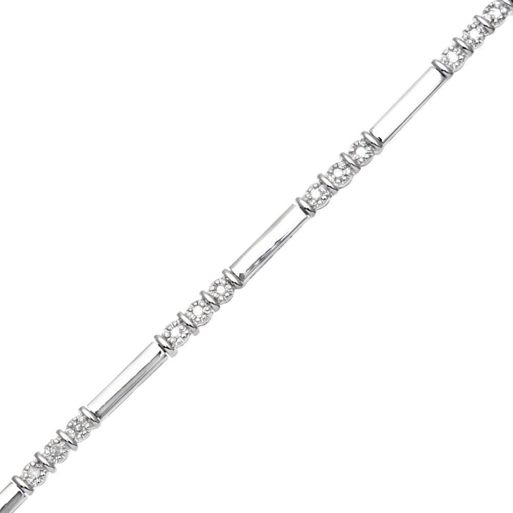 9ct Gold 0.25ct Natural Diamond Trilogy and Bar Bracelet