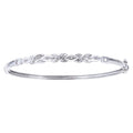 9ct White Gold 0.06 Carat Natural Diamond Criss Cross Hinged Bangle