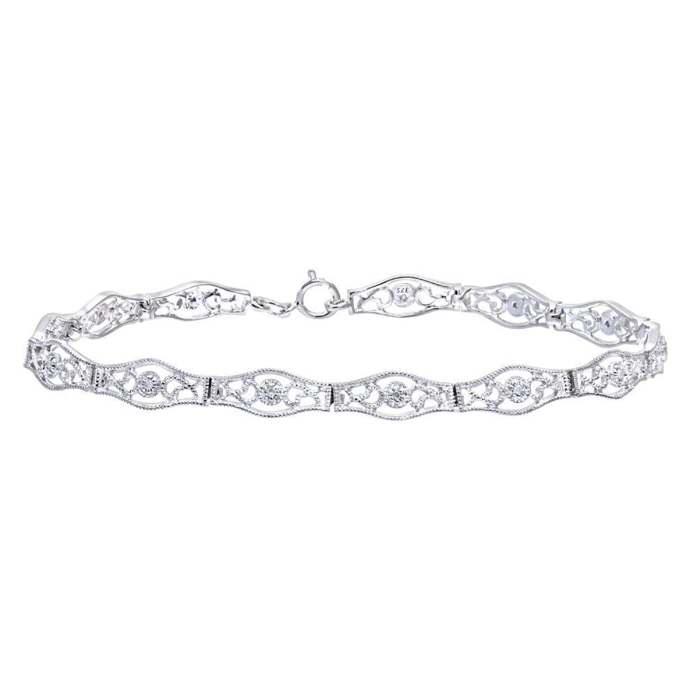 9ct Gold 0.06 Carat Natural Diamond Lacework Tennis Bracelet