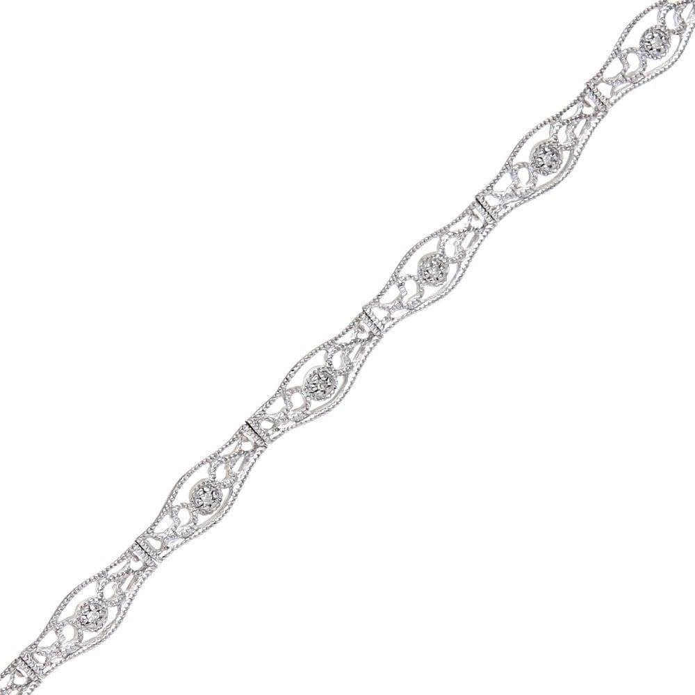 9ct Gold 0.06 Carat Natural Diamond Lacework Tennis Bracelet
