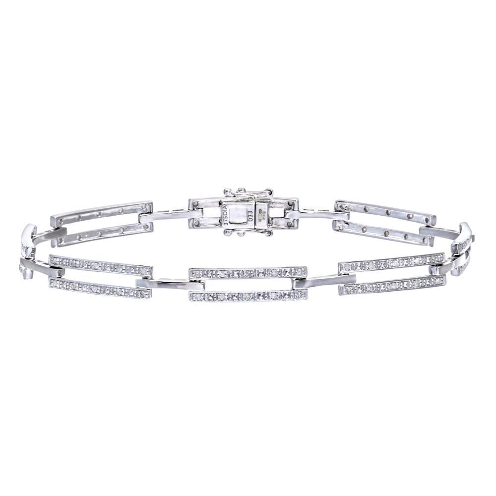 9ct White Gold 0.33 Carat Natural Diamond Paperclip Bracelet