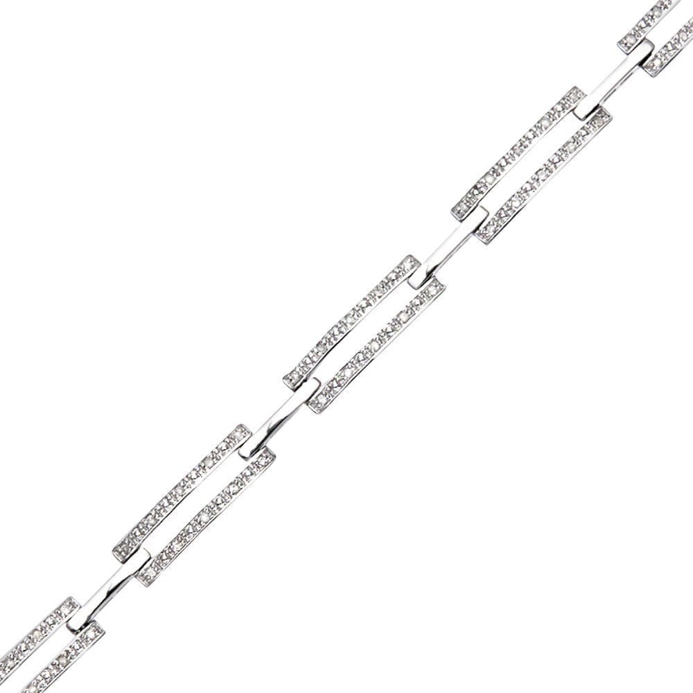 9ct White Gold 0.33 Carat Natural Diamond Paperclip Bracelet