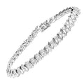 9ct White Gold 1 Carat Natural Diamond Waves Tennis Bracelet