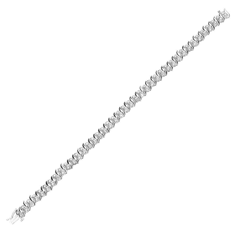 9ct White Gold 1 Carat Natural Diamond Waves Tennis Bracelet