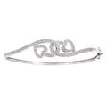 9ct White Gold 0.25 Carat Natural Diamond Entwined Hearts Hinged Bangle